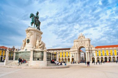Lisboa, Portekiz, 16.1.2024. Praa do Comercio kare görünümü
