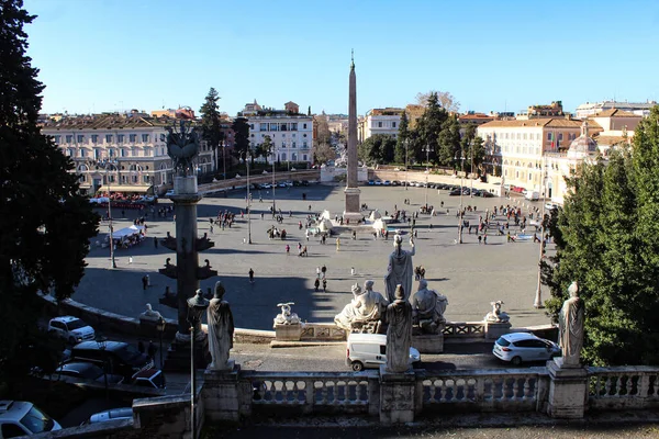 Itália Roma Dezembro 2019 Vista Piazza Del Popolo Partir Terraço — Fotografia de Stock