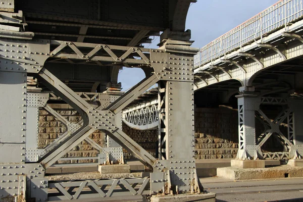 Close Van Zijoverspanning Van Spoorbrug Tsarskoselsky Railway Bridge Datum Van — Stockfoto