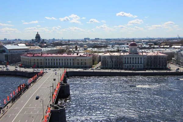 Petersburg Russia May 2021 Aerial View Makarov Embankment Exchange Bridge — Stock Photo, Image