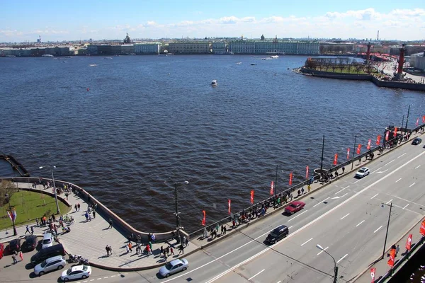 Petersburg Russia May 2021 Aerial View Exchange Bridge Neva River — Stock Photo, Image