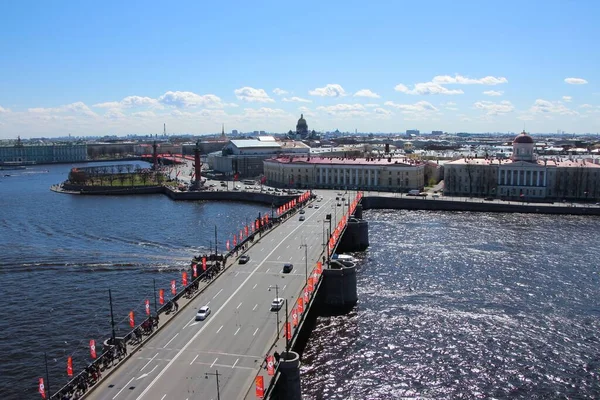 Petersburg Rusland Mei 2021 Luchtfoto Van Exchange Bridge Poesjkin Museum — Stockfoto