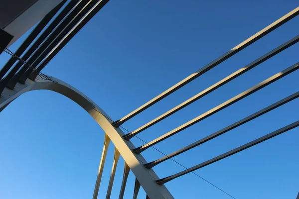 Onderaanzicht Van Kabel Verstoorde Brug Pyloon Kabels — Stockfoto