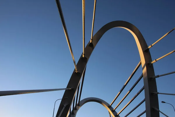 Close Two Pylons Cable Stayed Bridge — Stock Photo, Image