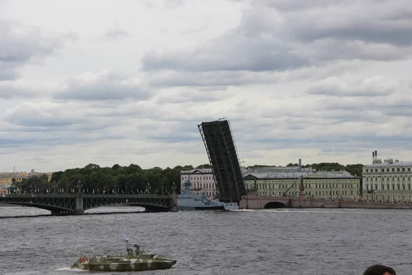 Petersburg Rosja Lipca 2021 Otwarcie Mostu Trinity Próbie Parady Marynarki — Zdjęcie stockowe