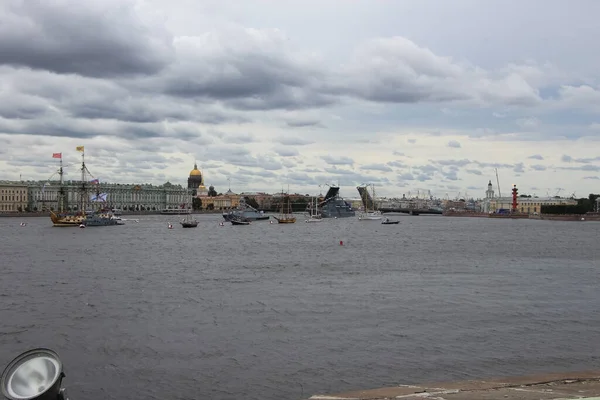 Petersburg Russia July 2021 Panoramic View Palace Bridge Ships Neva — Stock Photo, Image