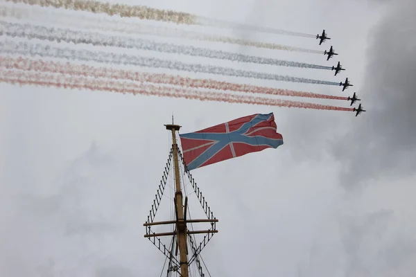 Petersburg Russia July 2021 Airshow Navy Day View Planes Colored — Stock Photo, Image