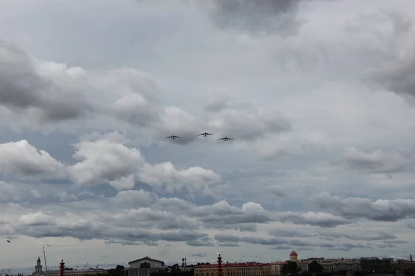 Petersburg Russia July 2021 Panoramic View Air Show Neva Navy — Stock Photo, Image