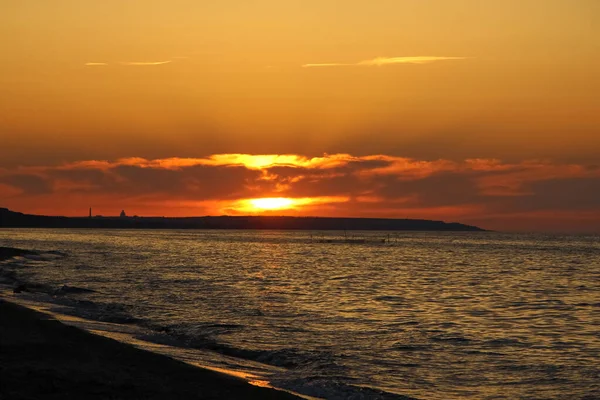 Malerischer Blick Vom Hohen Ufer Mit Rotem Sonnenuntergang Meer — Stockfoto