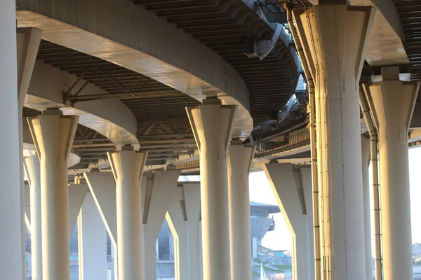 View Motorway Supports Red Reflex Structural Elements Close — Stock Photo, Image