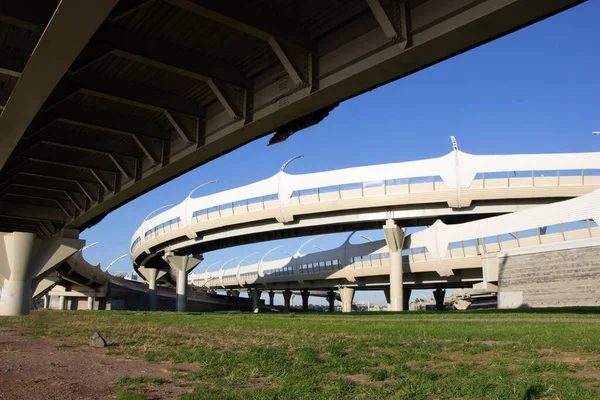 View Highway Interchange System Its Structural Components Supports Motorway — Stock Photo, Image