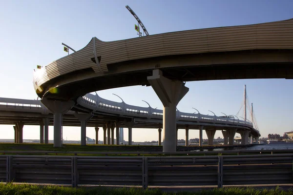 View Highway Interchange System Its Structural Components Supports Motorway — Stock Photo, Image