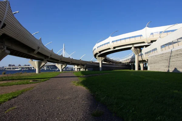 View Highway Interchange System Its Structural Components Supports Motorway — Stock Photo, Image