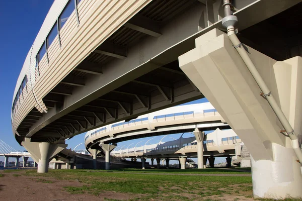 View Highway Interchange System Its Structural Components Supports Motorway — Stock Photo, Image