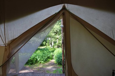 Büyüleyici bir yaşam tarzı. Ormana lüks yolculuk konaklama 