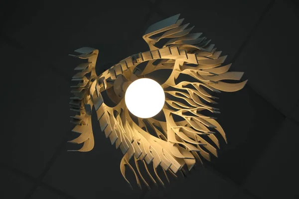 Вид Снизу Горящей Лампы Сложной Геометрической Формой — стоковое фото