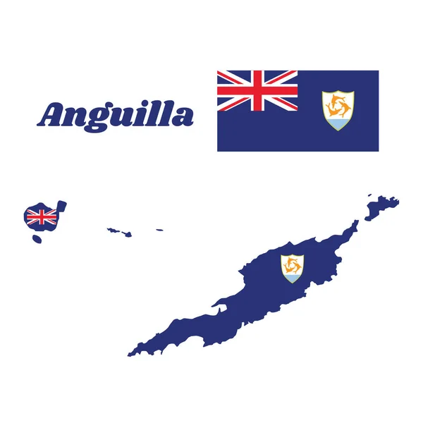 Plattegrond Vlag Van Anguilla Blauwe Vaandrig Met Britse Vlag Het — Stockvector