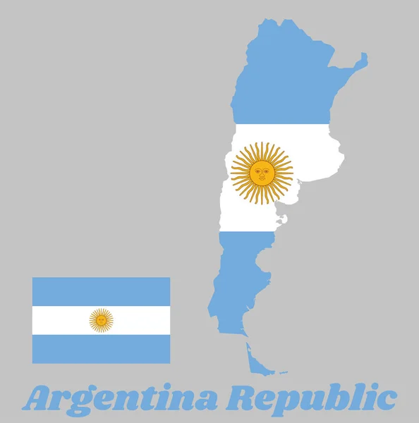 Карта Аргентины Горизонтальная Полоса Светло Голубого Вверху Внизу Белого Цвета — стоковый вектор