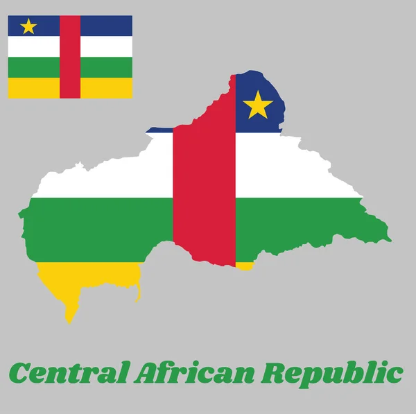 Mapa Contorno Bandeira África Central Listras Horizontais Azul Branco Verde —  Vetores de Stock