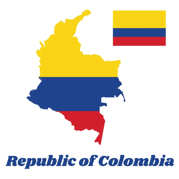 Карта Колумбии Горизонтальный Трехцветный Желтый Двойная Ширина Синий Красный Текстовое — стоковый вектор
