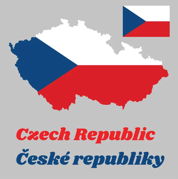 Esquema Mapa Bandera República Checa Dos Bandas Horizontales Iguales Blanco — Vector de stock