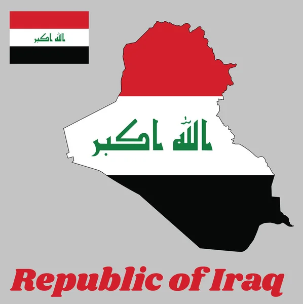 Карта Флаг Ирака Горизонтальный Триколор Красного Белого Черного Цветов Заряженный — стоковый вектор