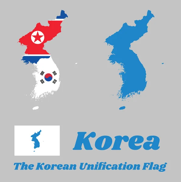 Esquema Mapa Corea Del Norte Corea Del Sur Península Corea — Vector de stock