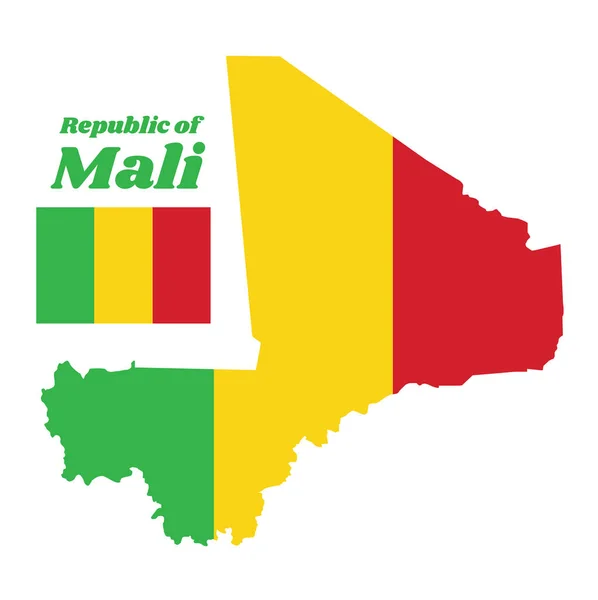 Mapa Esboço Bandeira Mali Tricolor Vertical Verde Ouro Vermelho Com —  Vetores de Stock