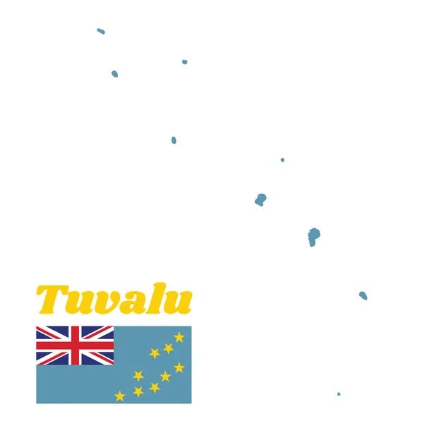 Plattegrond Vlag Van Tuvalu Een Lichtblauwe Vaandrig Met Kaart Van — Stockvector