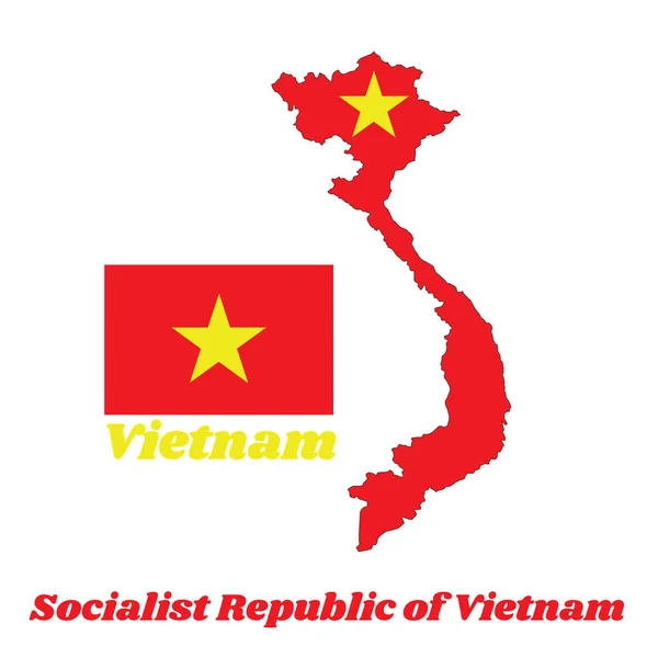 Carte Générale Drapeau Vietnamien Étoile Rouge Jaune Avec Texte Vietnam — Image vectorielle