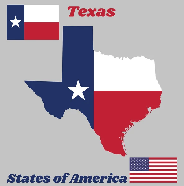 Map Outline Flag Texas Blue Containing Single Centered White Star — Stock Vector