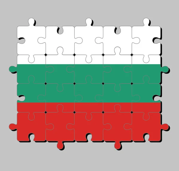 Puzzle Drapeau Bulgare Vert Blanc Rouge Concept Accomplissement Perfection — Image vectorielle
