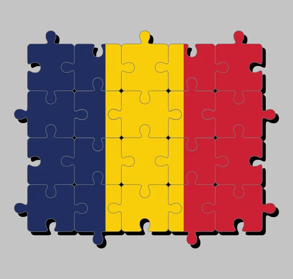 Παζλ Παζλ Της Σημαίας Του Τσαντ Κάθετο Τρίχρωμο Μπλε Χρυσό — Διανυσματικό Αρχείο