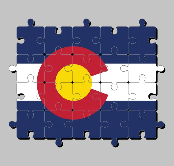 Puzzle Der Colorado Flagge Blau Weiß Und Blau Auf Diesen — Stockvektor