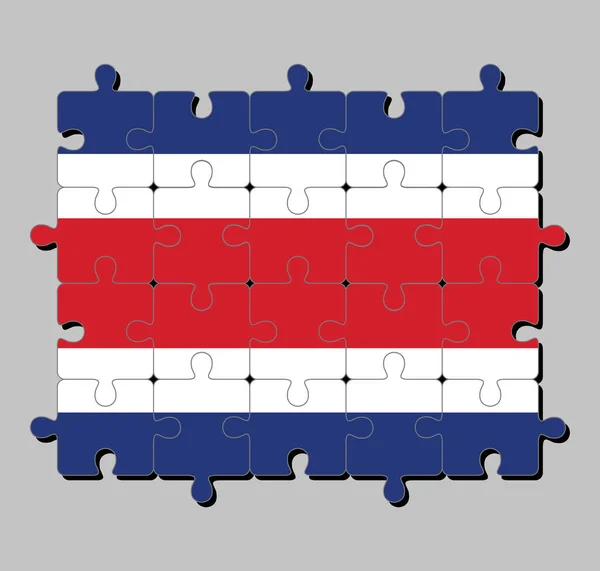 Puzzle Drapeau Costa Rica Bleu Rouge Blanc Concept Accomplissement Perfection — Image vectorielle