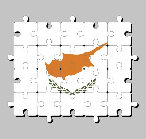 Kıbrıs Rum Kesimi 'nin iki zeytin dalının üzerindeki ana hatlarıyla oluşturulmuş yapboz. Tamamlanma ya da mükemmellik kavramı.