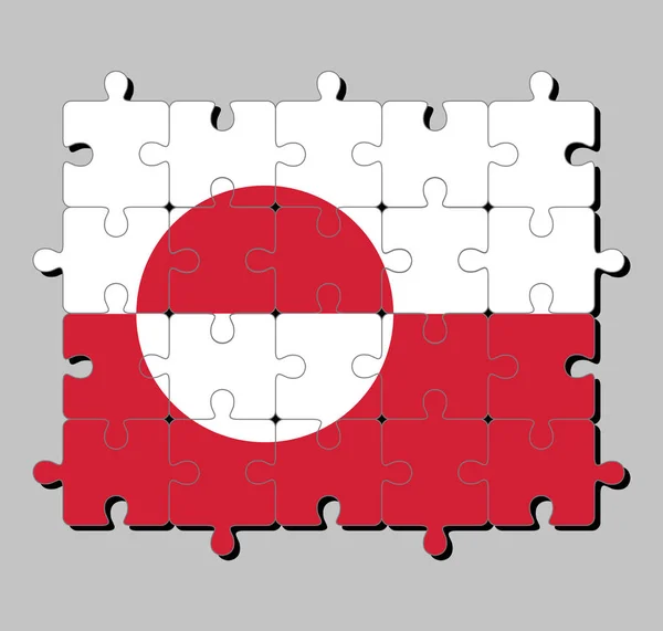 Jigsaw Puzzle Greenland Flag White Red Color Counterchanged Disk Slightly — Stock Vector