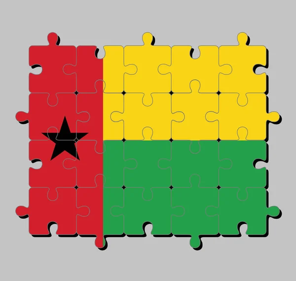 Rompecabezas Guinea Bissau Bandera Línea Roja Vertical Con Estrella Negra — Archivo Imágenes Vectoriales