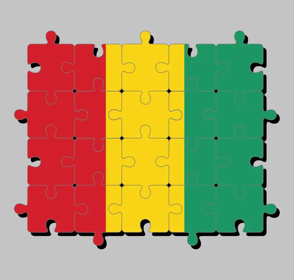 노란색 녹색의 삼색으로 퍼즐이다 완전에 — 스톡 벡터
