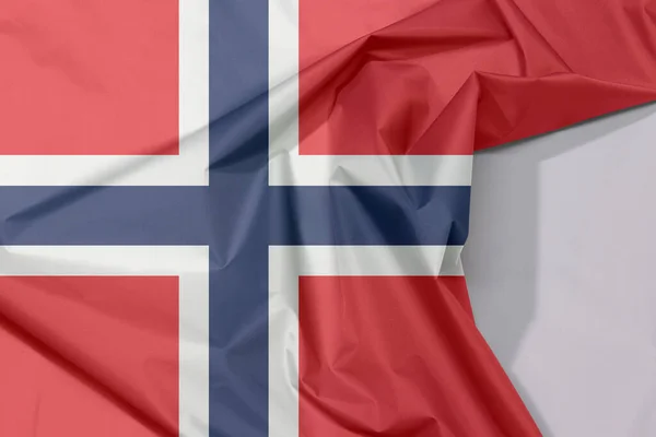Noruega Tecido Bandeira Crepe Vinco Com Espaço Branco Branco Fimbriated — Fotografia de Stock