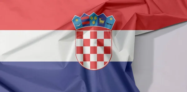 Croatia Fabric Flag Crepe Crease White Space Red White Blue — Stock Photo, Image