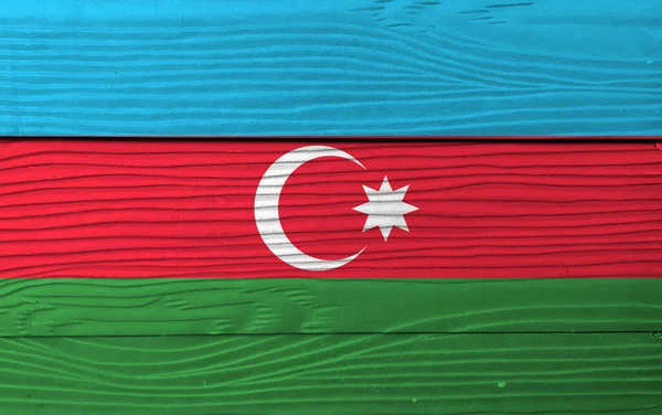Vlag Van Azerbeidzjan Houten Muurachtergrond Grunge Azerbeidzjaanse Vlag Textuur Blauw — Stockfoto