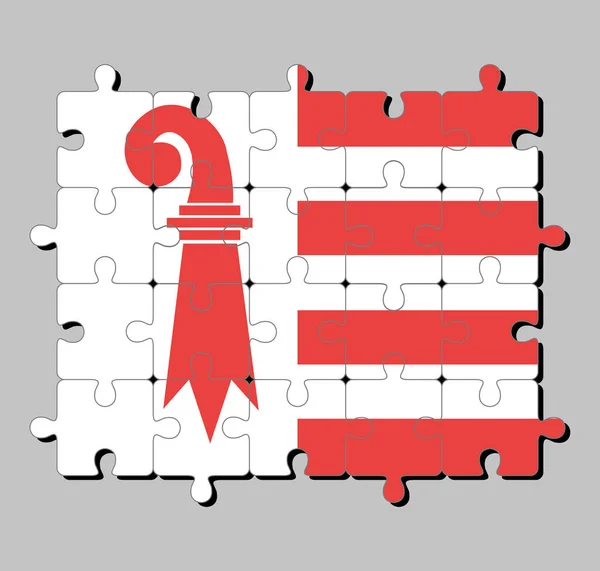 Puzzle Flagą Jury Kanton Konfederacji Szwajcarskiej Koncepcja Spełnienia Lub Doskonałości — Wektor stockowy