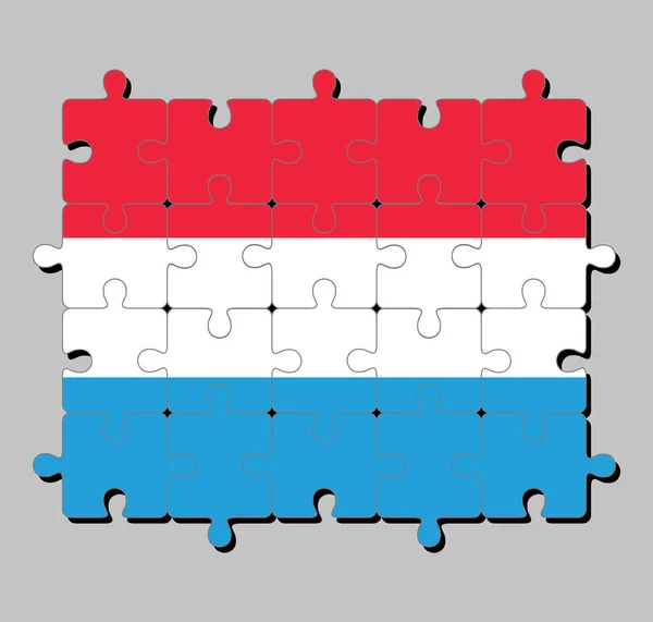 Quebra Cabeça Bandeira Luxemburgo Vermelho Horizontal Branco Azul Claro Conceito —  Vetores de Stock