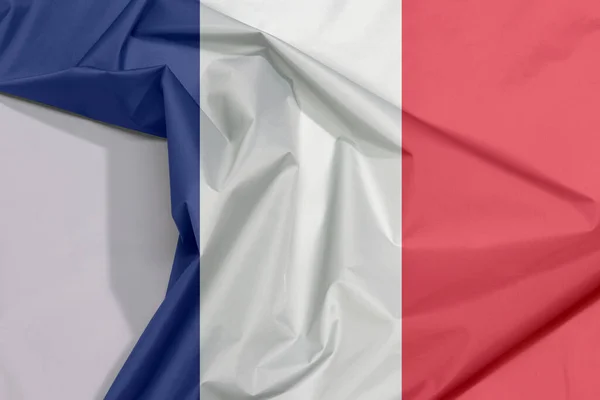 France Fabric Flag Crepe Crease White Space Vertical Tricolor Blue — Stock Photo, Image