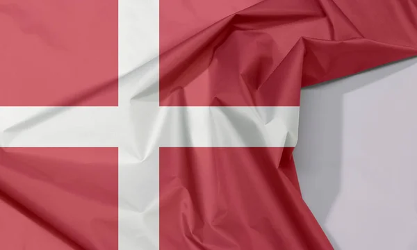 Dinamarca Tecido Bandeira Crepe Vinco Com Espaço Branco Vermelho Com — Fotografia de Stock