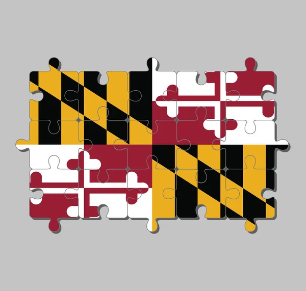 Rompecabezas Bandera Maryland Bandera Heráldica George Calvert 1Er Barón Baltimore — Vector de stock