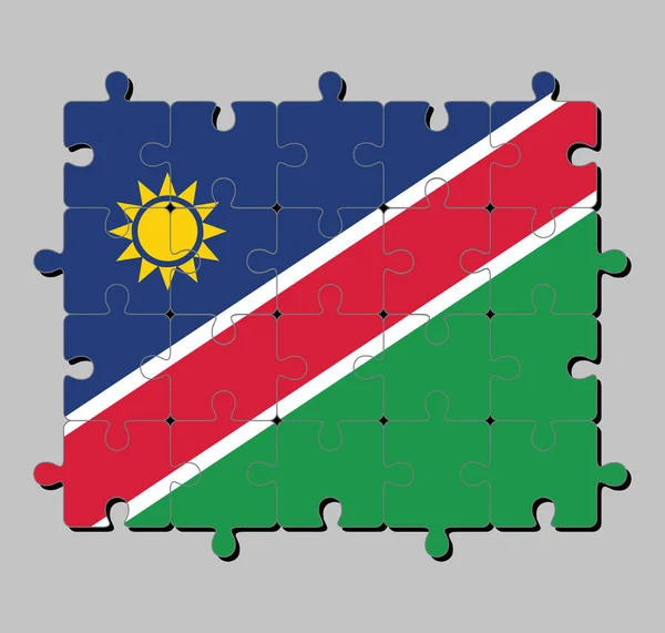 Rompecabezas Bandera Namibia Una Banda Diagonal Roja Borde Blanco Triángulo — Archivo Imágenes Vectoriales