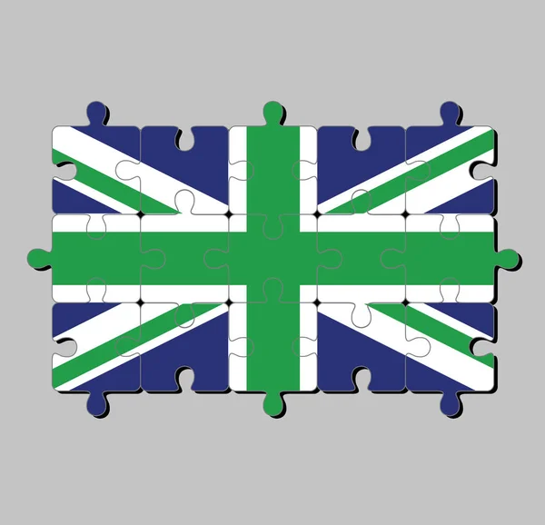 Jigsaw Puzzle Northern Ireland Flag Green Union Concept Fulfillment Perfection — Stock Vector