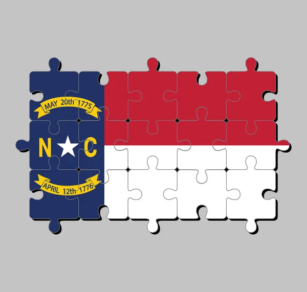 Παζλ Της Σημαίας Της Βόρειας Καρολίνας Μπλε Ένωση Ένα Λευκό — Διανυσματικό Αρχείο